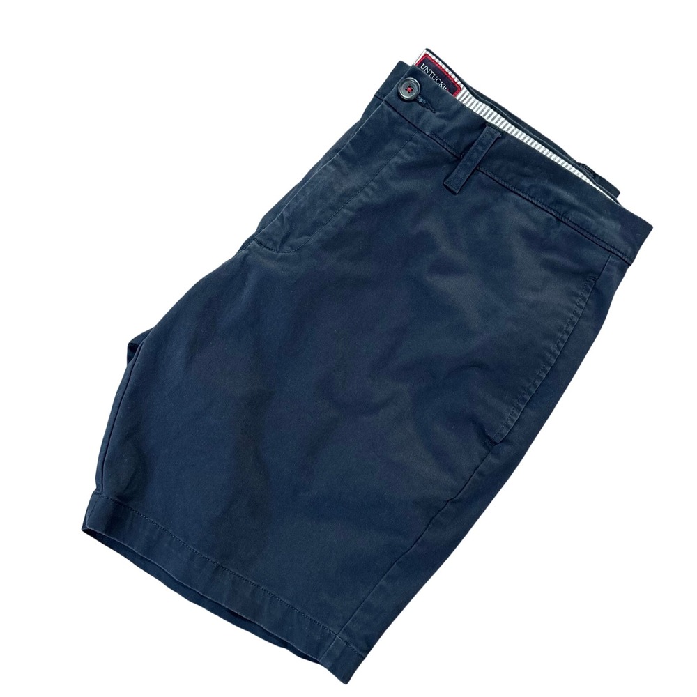 UNTUCKit‎ Mens Navy Blue Chino Shorts Stretch Cotton Flat Front Size 36